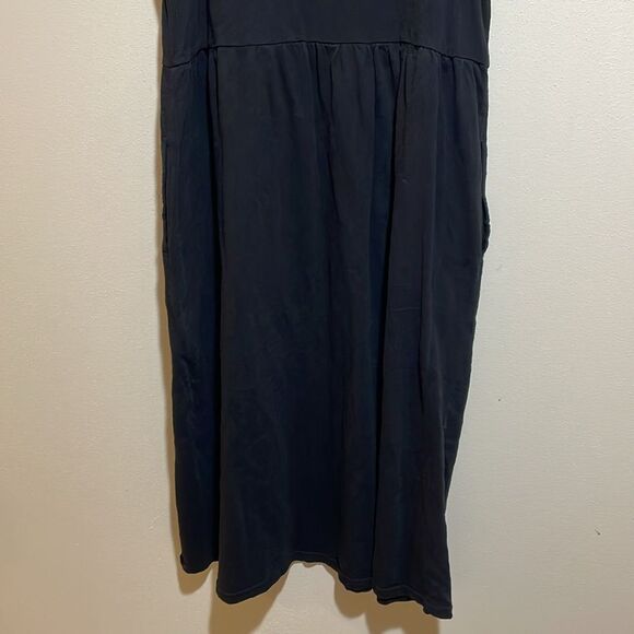 Pact Relaxed Slub Knit Organic Cotton Henley Tank Midi Dress Black Size Small - Picture 12 of 13